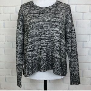 EILEEN FISHER Baby Alpaca & Cotton Scoop Neck Marled Black Sweater | Large    